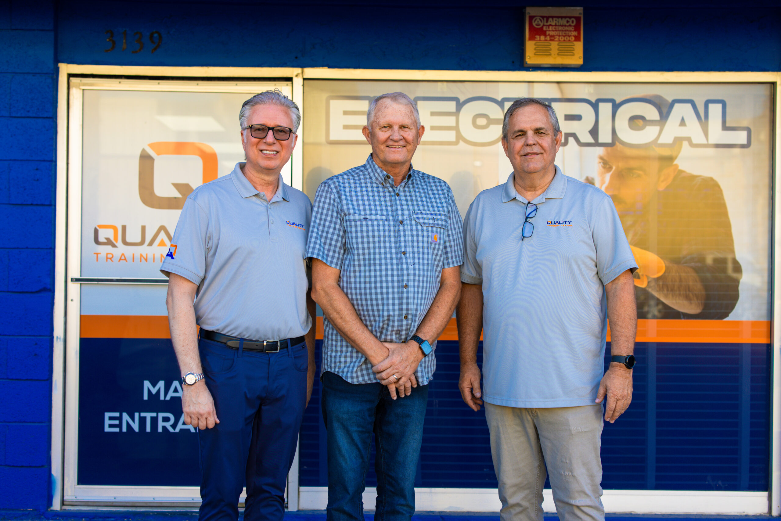 Owner Chris Roth, founder Jeff Stewart, and owner Lonny Snowden at the Quality Training Centers Westwood campus in 2026