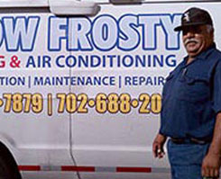 QTC alumnus with his own heating and air company van